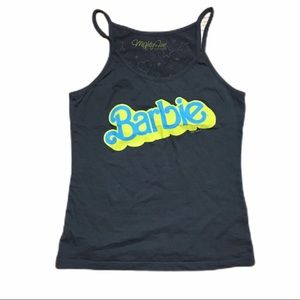 Fitted Barbie tank top with neon hearts & stars
